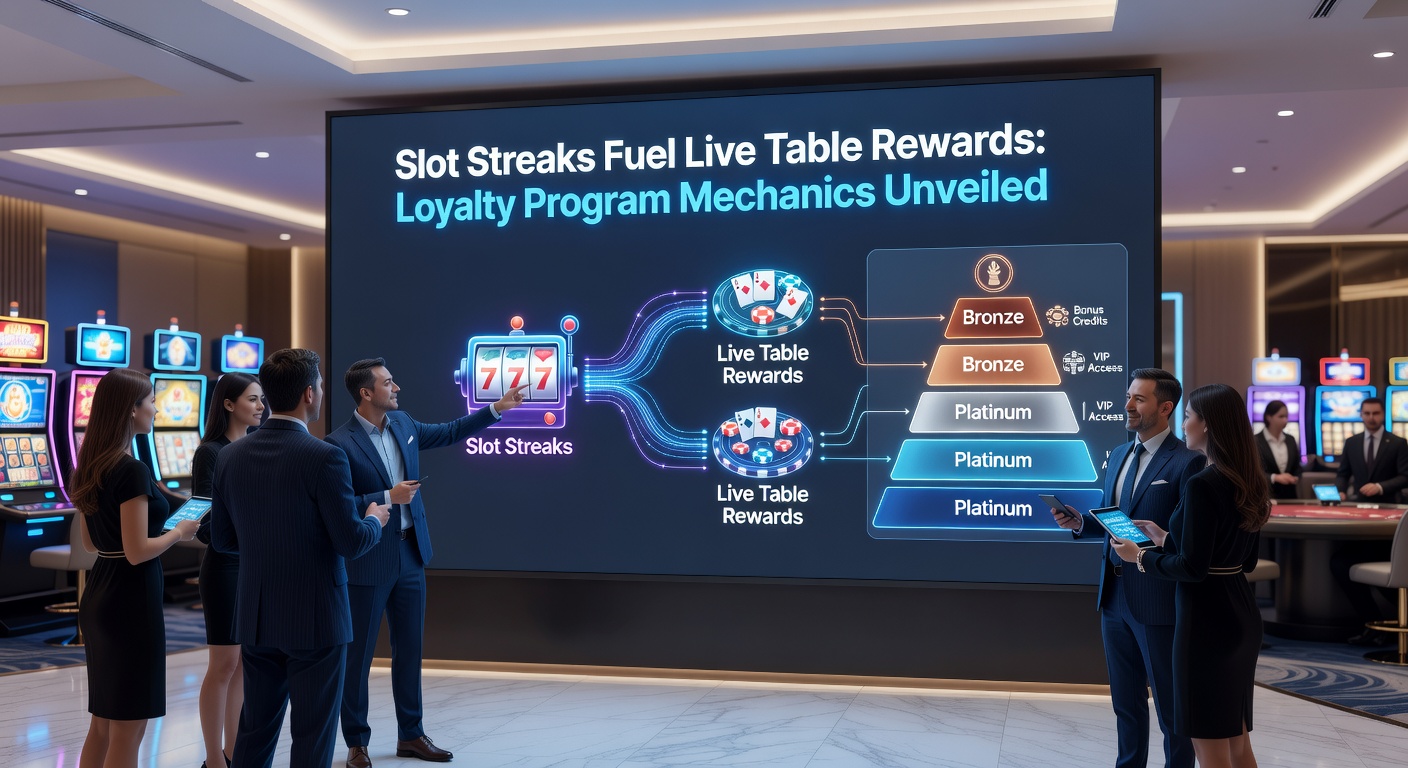 Detaillierte Infografik zur Loyalty-Mechanik mit Slot-Streaks, Punkteverteilung und Live-Reward-Auszahlungen