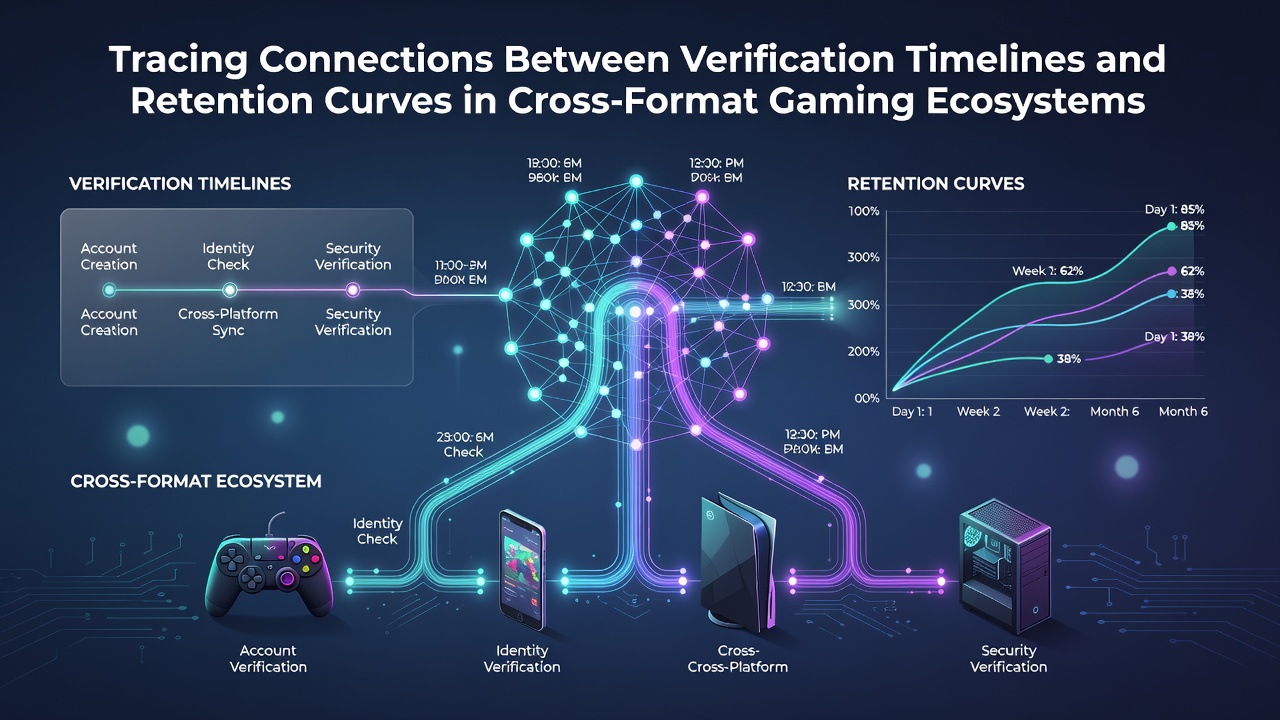 Grafik zeigt Verifizierungs-Timeline und Retentionskurven in Gaming-Ökosystemen