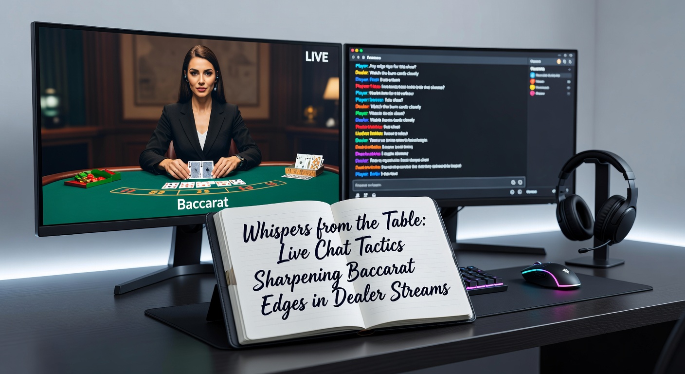 Ein dynamischer Live-Dealer-Stream zeigt einen Baccarat-Tisch mit aktiven Chat-Nachrichten, die Spielerstrategien austauschen